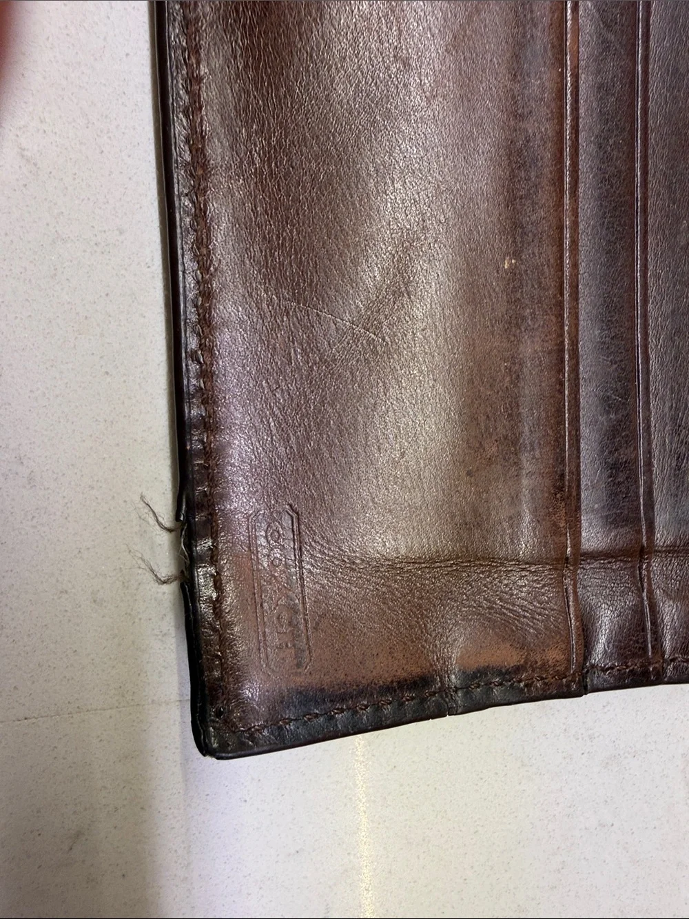 Coach Brown Leather Money Clip Wallet - Dark Brown Finish
